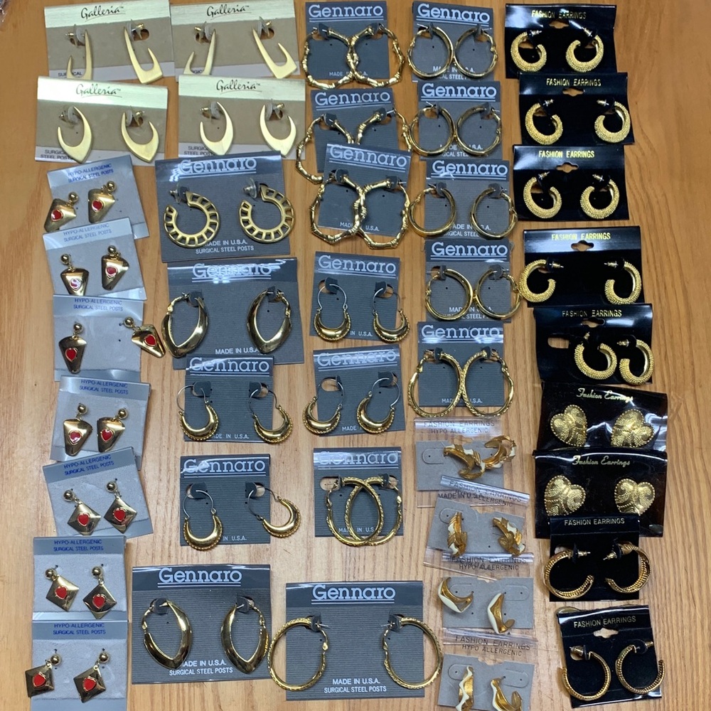 Lot of Vintage Gold-tone Hoop and Post Earrings for Resale 41 Pair